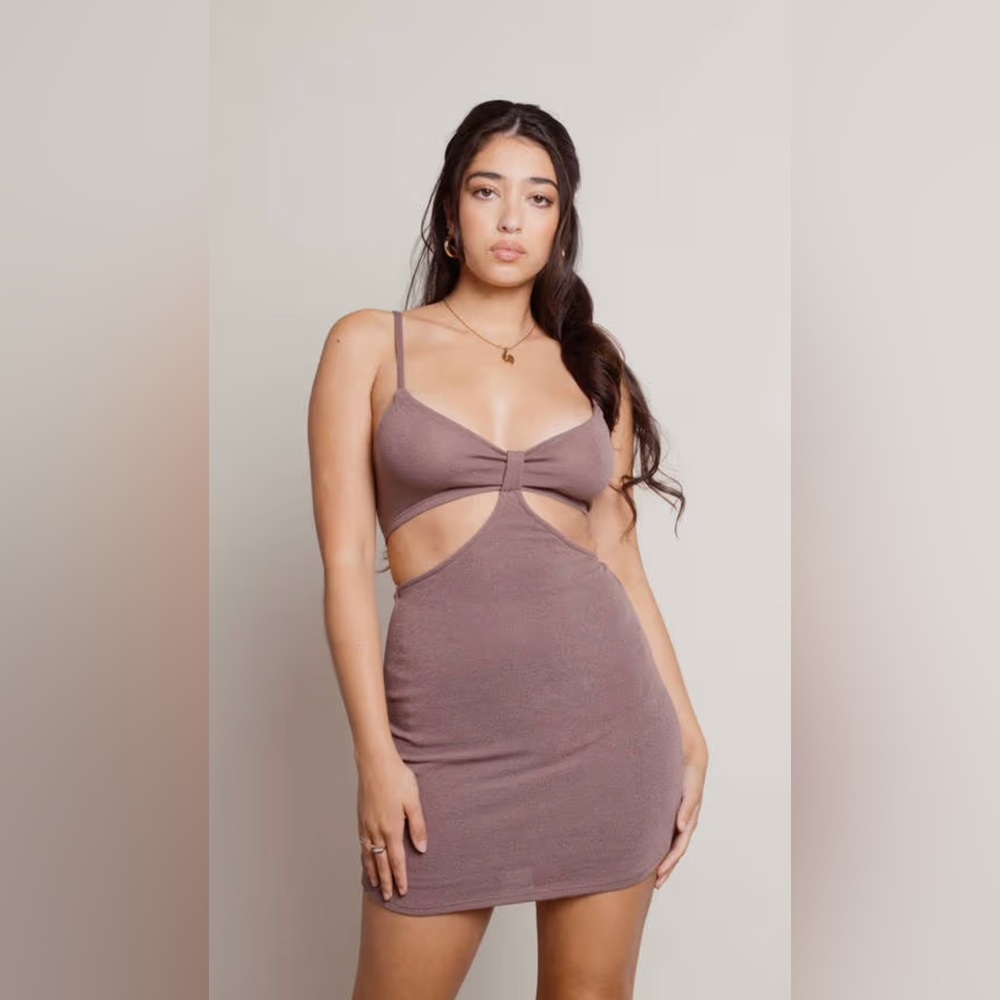 NWOT Tobi Jayde Brown Cutout Bodycon Mini Dress